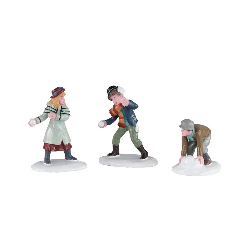 Lemax Snowball Skirmish 02942 – Set di 3 Statuine in Resina Collezione Caddington Village