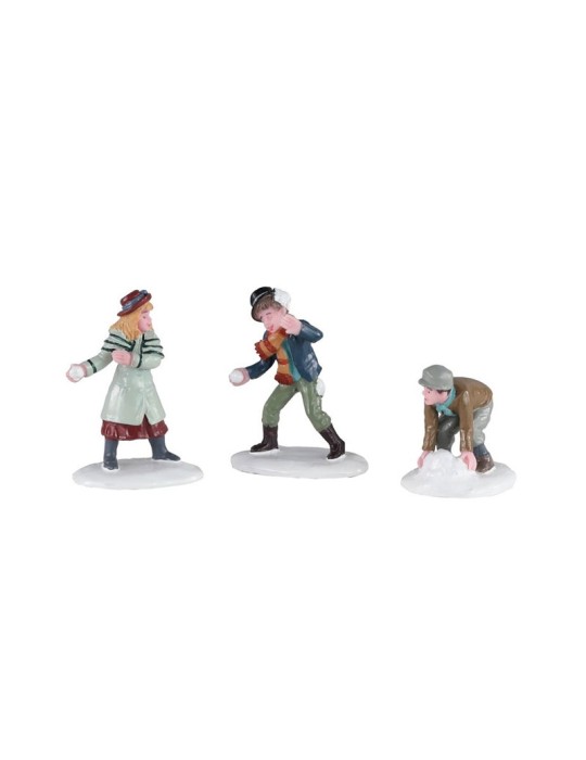 Lemax Snowball Skirmish 02942 – Set di 3 Statuine in Resina Collezione Caddington Village