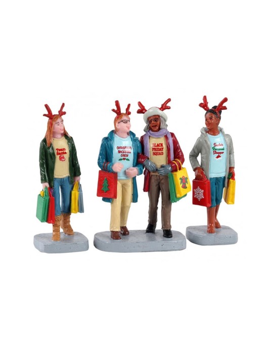 GIRLS CHRISTMAS SHOPPING TRIP, SET OF 3