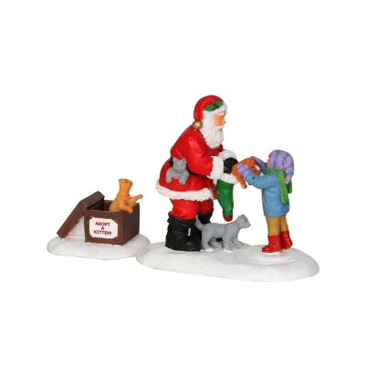 SANTA AND KITTENS, SET OF 2