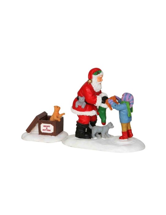 Lemax Santa And Kittens - Set di 2 Personaggi in Poliresina Cod. 22045