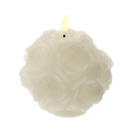 Hervit Creations Candela LED a sfera con rose bianche
