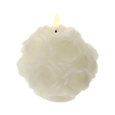 CANDELA LED SFERA ROSE BIANCHE DIA.12,5C