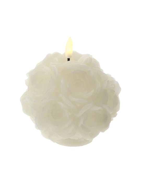 CANDELA LED SFERA ROSE BIANCHE DIA.12,5C