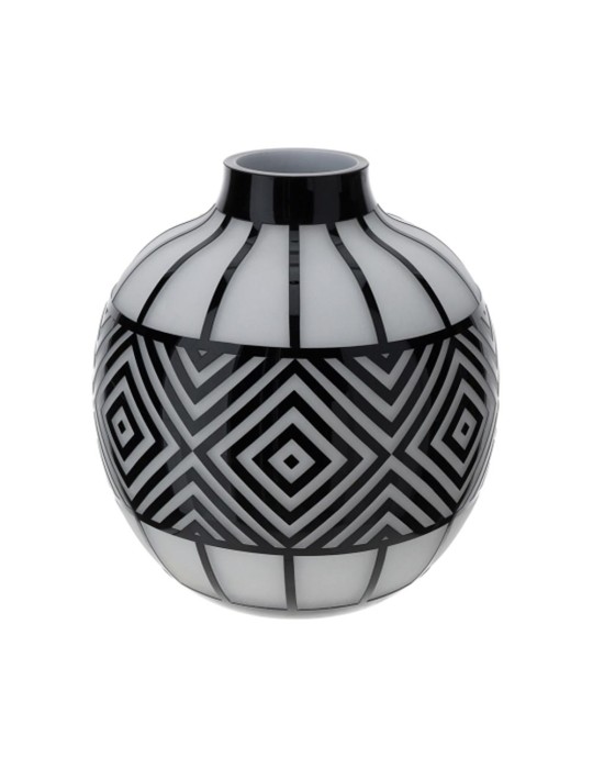 VASO VETRO CAGE SAT.BIANCO DIA.27XH28CM