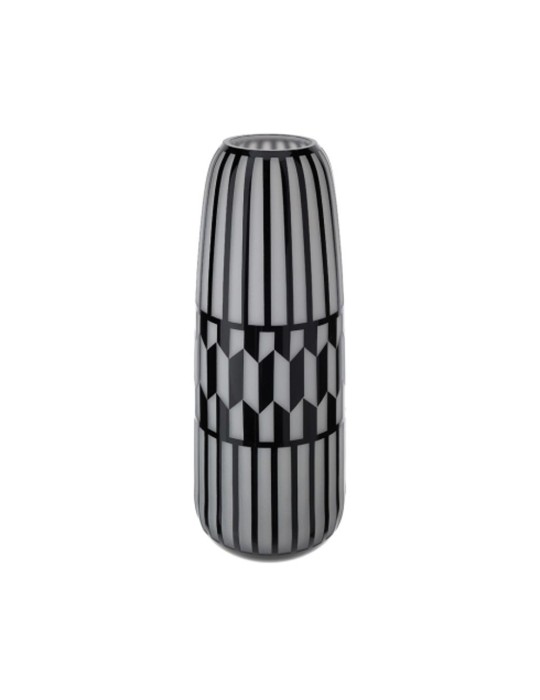 VASO VETRO CAGE SAT.BIANCO DIA.15XH40CM