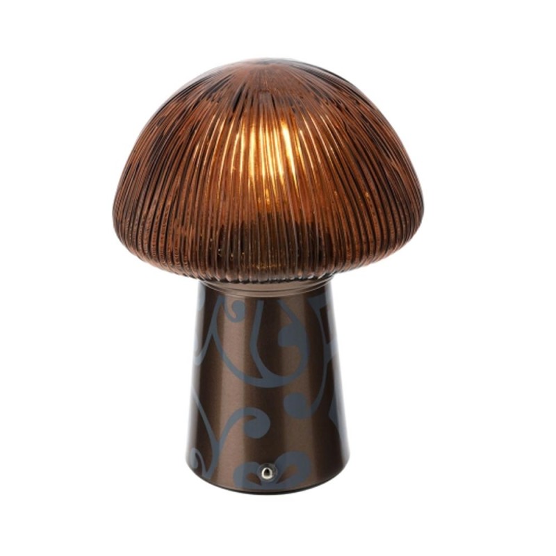 Lampada LED da Tavolo in Vetro "Crown" con Piede Decorato e Ricaricabile USB – Hervit Creations (Ø 16 x H 22 cm)