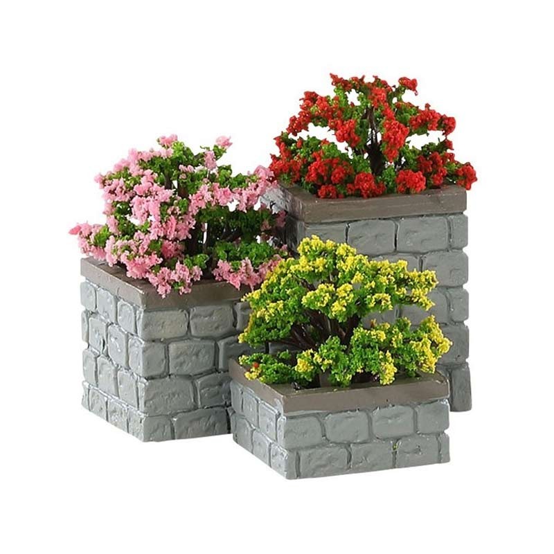 Lemax Flower Bed Boxes - Set di 3 Fioriere in Poliresina Cod. 84380