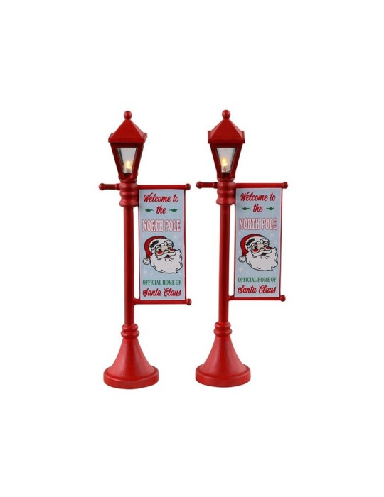 Lemax North Pole Lamppost - Set di 2 Lampioni Natalizi con Luci LED Cod. 34091