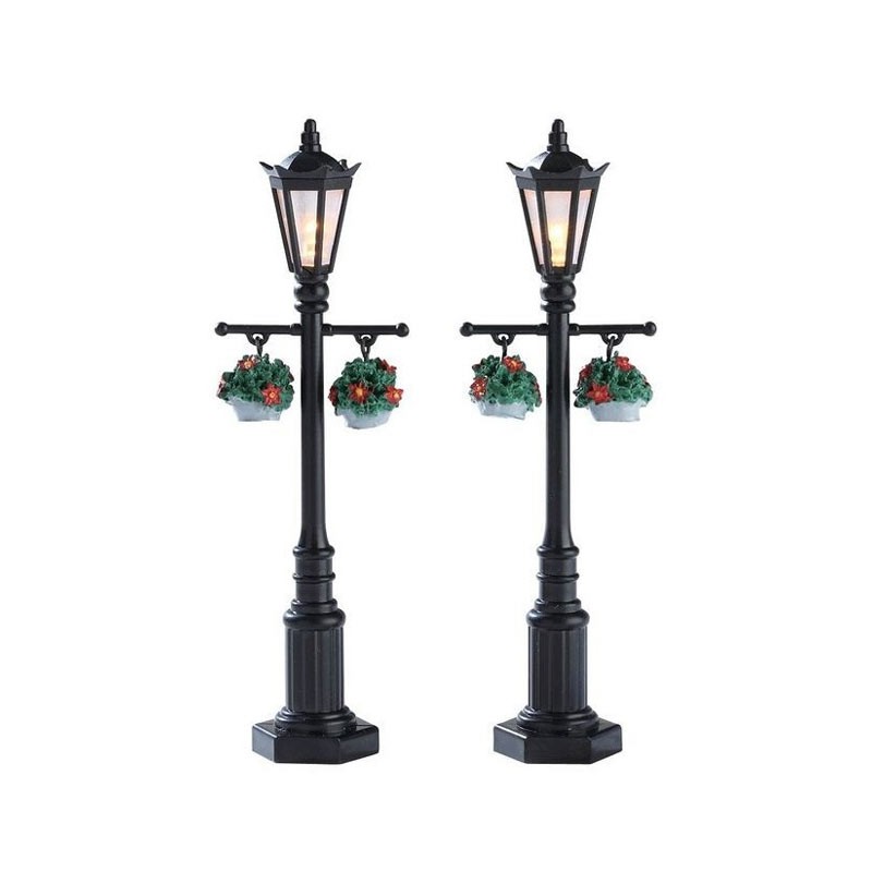 Lemax Old English Lamp Post - Set di 2 Lampioni Natalizi con Luci LED Cod. 74231