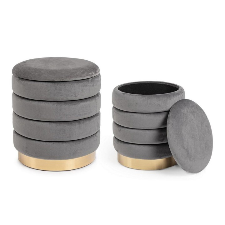 Bizzotto Pouf contenitore Darina grigio piccolo Ø 36 cm