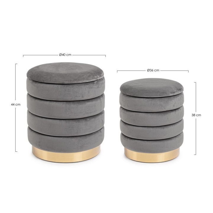 Bizzotto Pouf contenitore Darina grigio piccolo Ø 36 cm