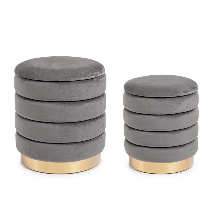 Bizzotto Pouf contenitore Darina grigio piccolo Ø 36 cm