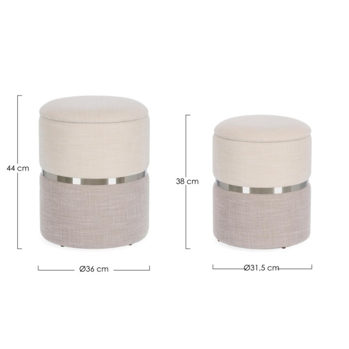 Bizzotto Pouf contenitore Radinka bianco grigio Ø 31,5 cm