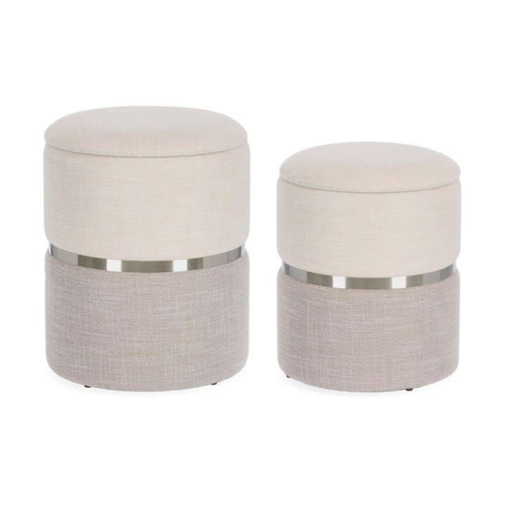 Bizzotto Pouf contenitore Radinka bianco grigio Ø 31,5 cm