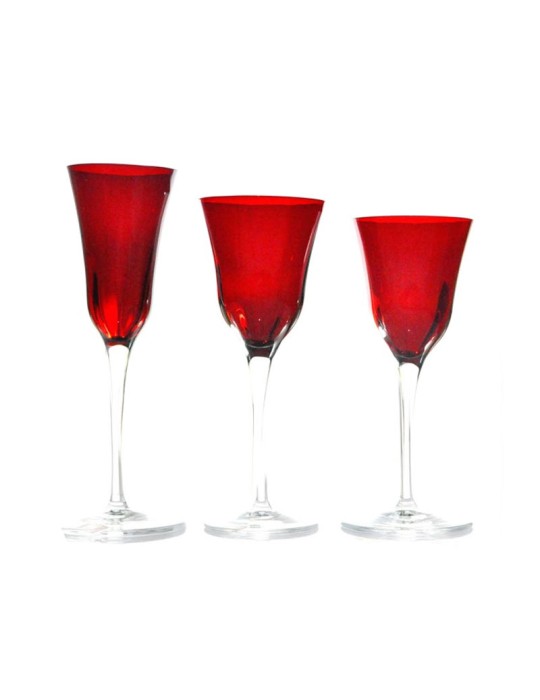 Set 6 Calici Vino Julia Rosso VE.MA in Vetro Elegante