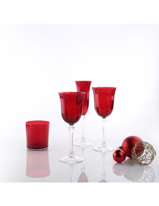 SET 6 CALICE FLUTE DOVY RUBINO-NATALE