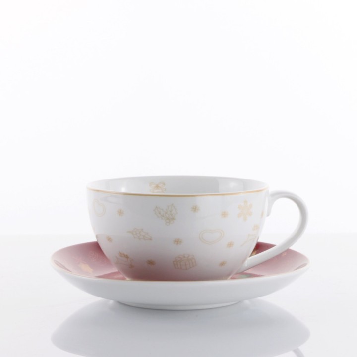 Weissestal Tazza colazione con piattino Winter Gift 450 ml