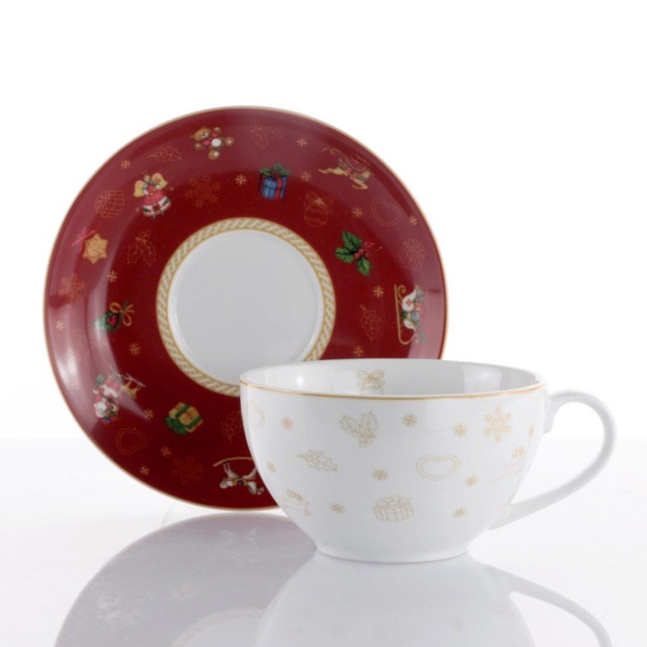 Weissestal Tazza colazione con piattino Winter Gift 450 ml