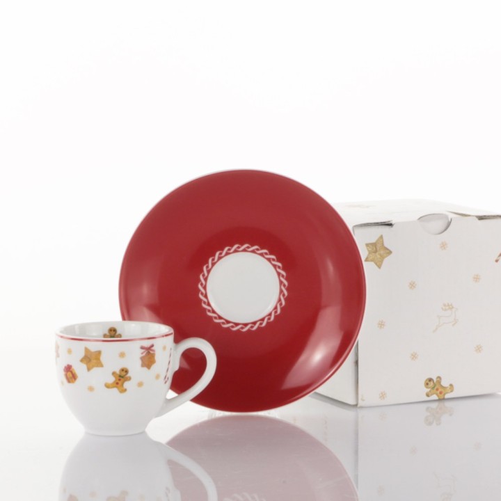 Weissestal Set 2 tazzine caffè con piattino Sweet Natale