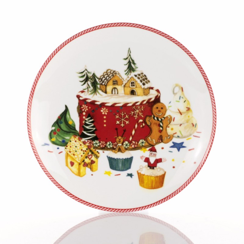 Piatto Panettone Villaggio Sweet Natale Ø28 cm in Porcellana – Weissestal
