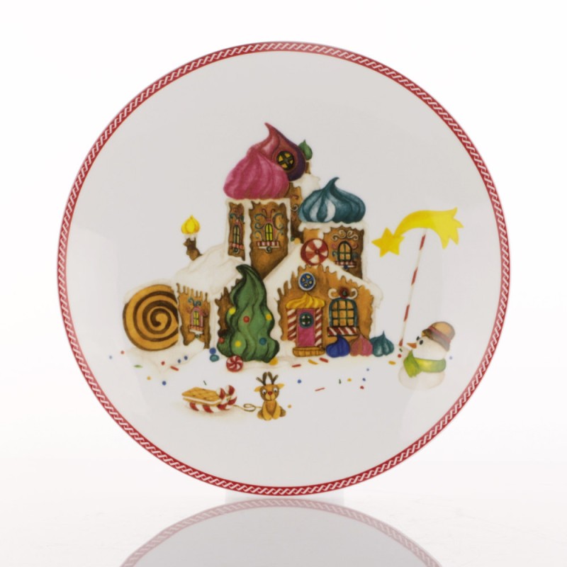 Piatto Panettone Meringa Sweet Natale Weissestal 28 cm in Porcellana Rossa