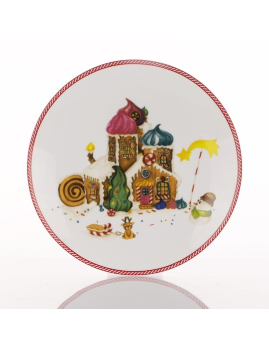 Piatto Panettone Meringa Sweet Natale Weissestal 28 cm in Porcellana Rossa