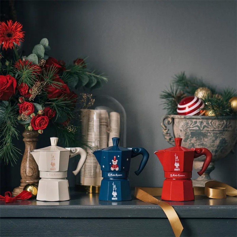 Moka Express 3 Tazze Rosso Natale Bialetti
