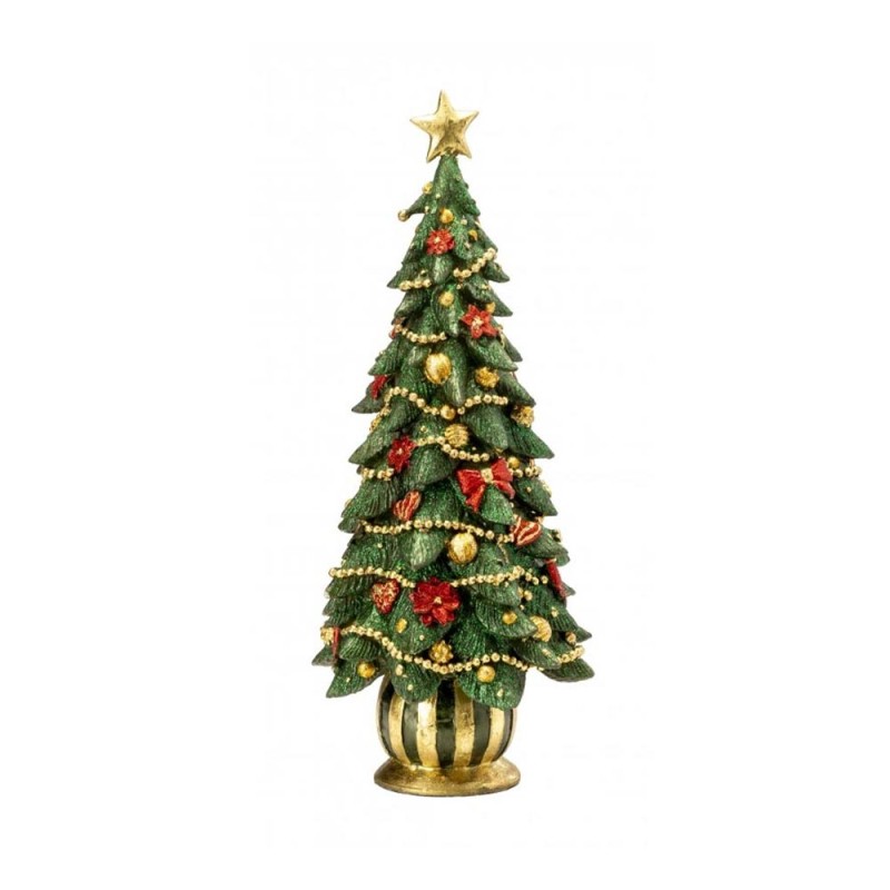 Albero Natalizio Trad Green Palais Royal H43cm Resina Verde e Rosso
