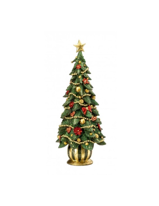 Albero Natalizio Trad Green Palais Royal H43cm Resina Verde e Rosso