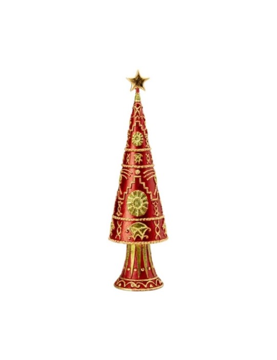 Albero Natalizio Red Citron Palais Royal H43cm Resina Rosso e Oro