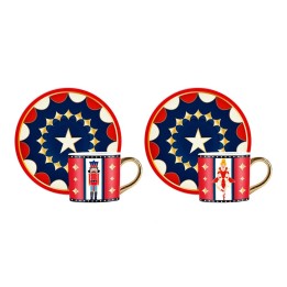 Bialetti Set di 2 tazzine con piattino natalizie da 90 ml