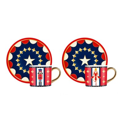 Set 2 Tazzine + Piattini Natale Magico Ricordo Bialetti