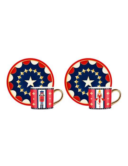 Set 2 Tazzine + Piattini Natale Magico Ricordo Bialetti