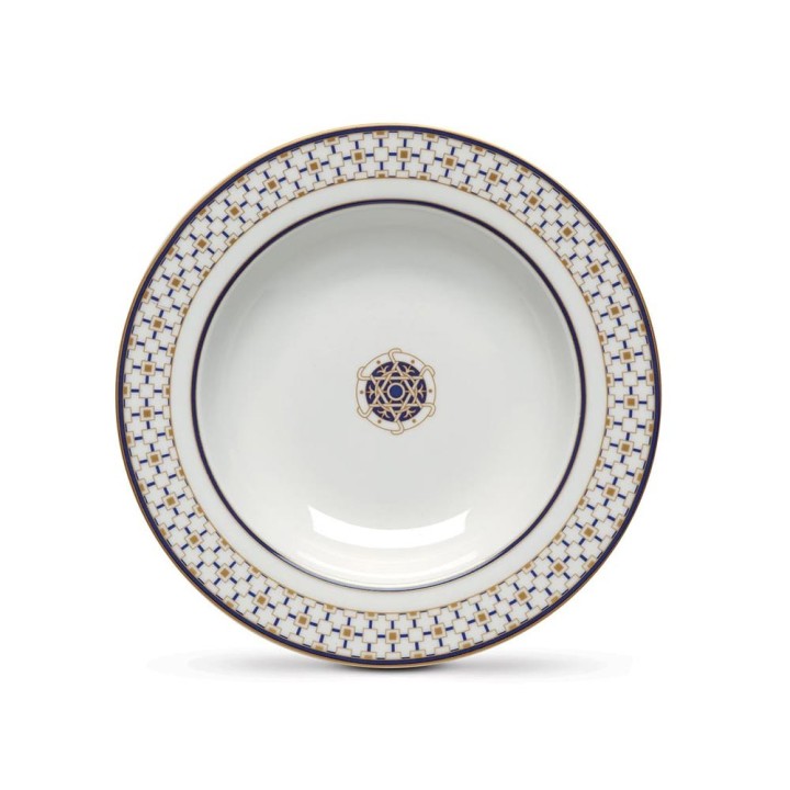 Pozzi Milano Set di 18 piatti Charles bianca e blu