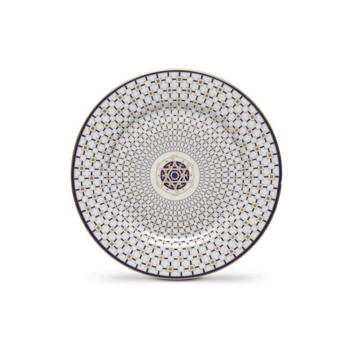 Pozzi Milano Set di 18 piatti Charles bianca e blu