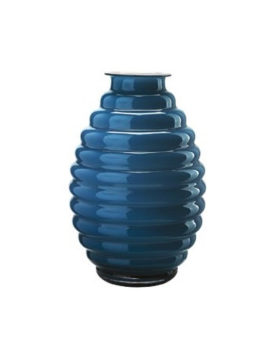 Vaso Anelli H30 Opale / Orion Blu Onlylux – Vaso in Vetro Soffiato di Design