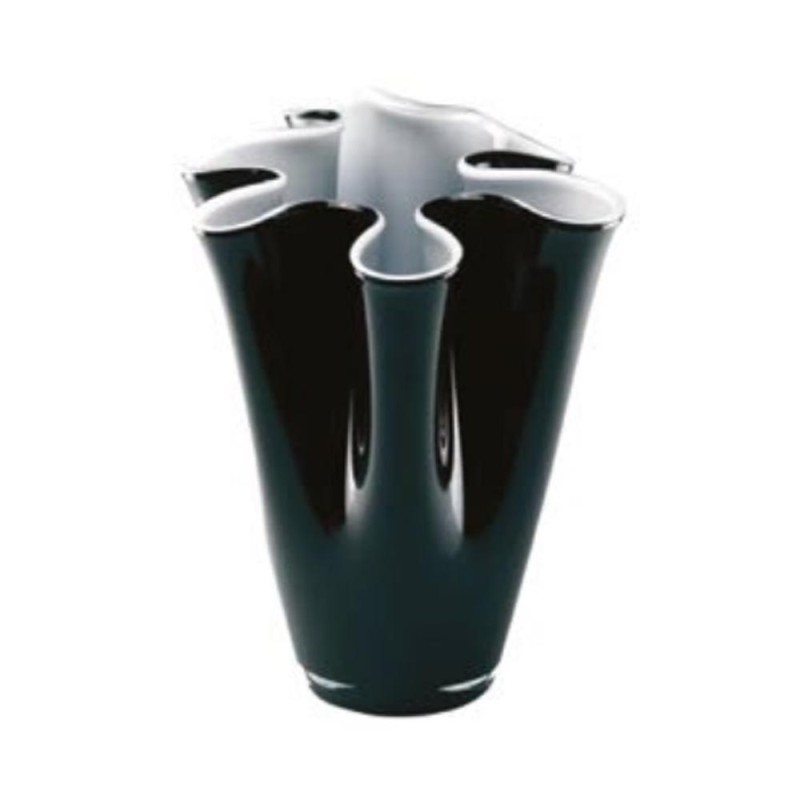 Vaso Wave Opale e Nero h40 in Vetro Soffiato Onlylux – Eleganza in Movimento