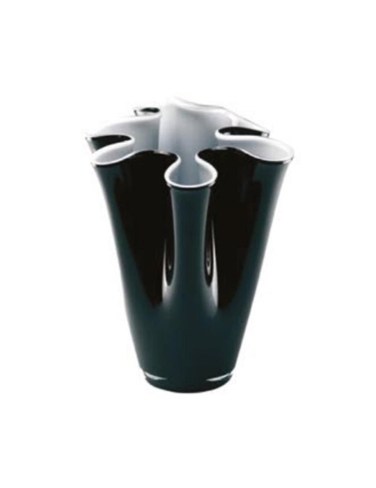 Vaso Wave Opale e Nero h40 in Vetro Soffiato Onlylux – Eleganza in Movimento