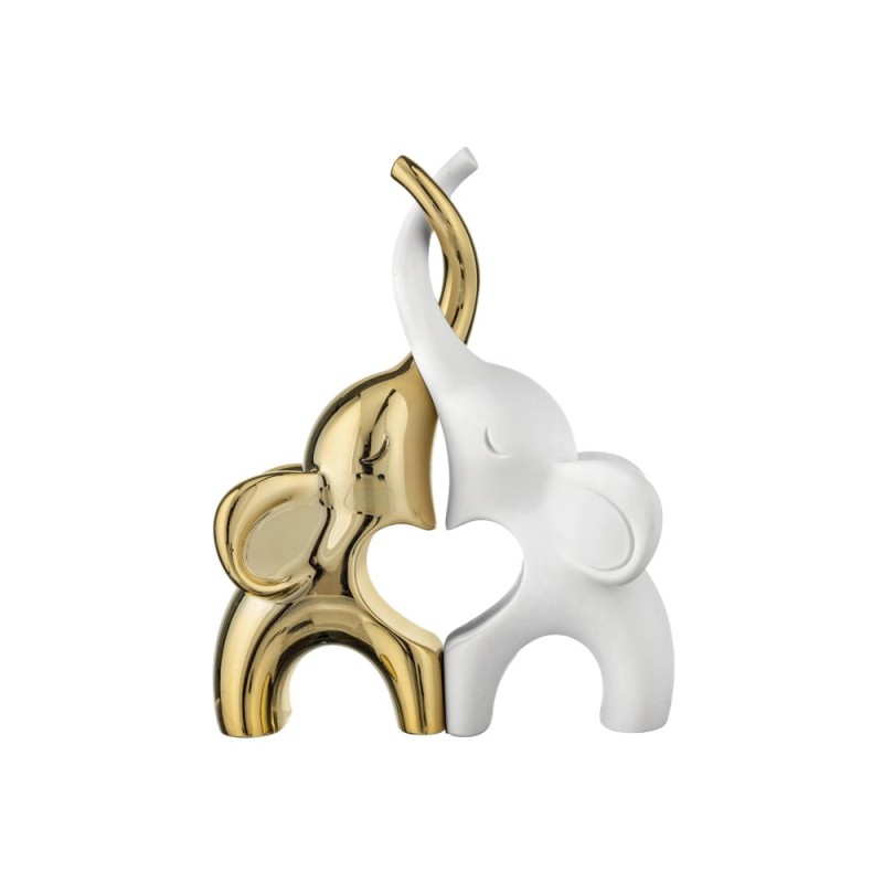 Bongelli Preziosi scultura Elefantini in marmorino oro 13x10cm