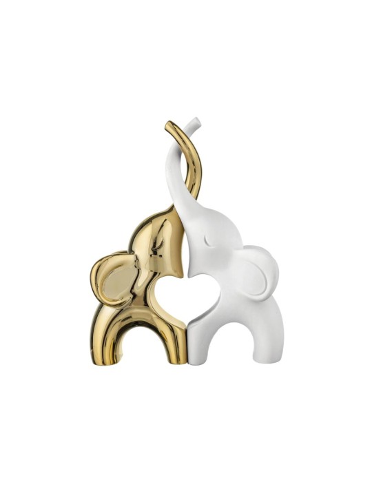 Bongelli Preziosi scultura Elefantini in marmorino oro 13x10cm