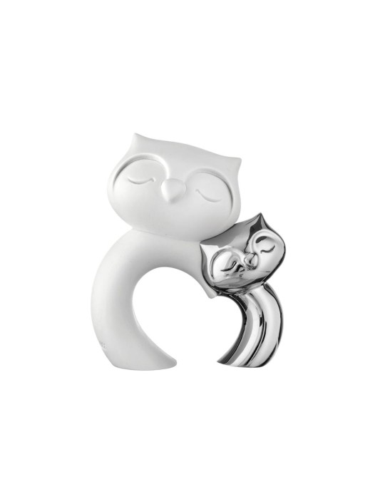 Bongelli Preziosi scultura Gufetti in marmorino argento 10xH12cm