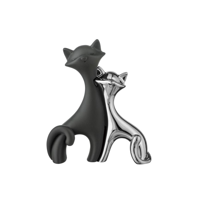 COPPIA GATTINI 12X11 ARGENTO/BIANCO