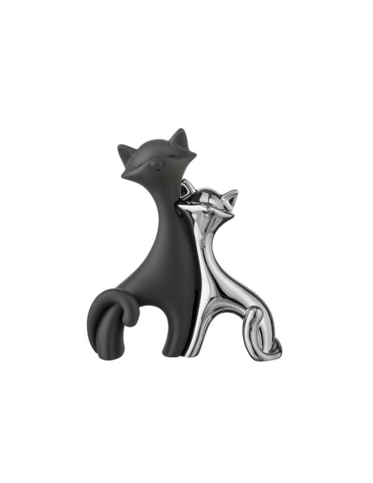 COPPIA GATTINI 12X11 ARGENTO/BIANCO