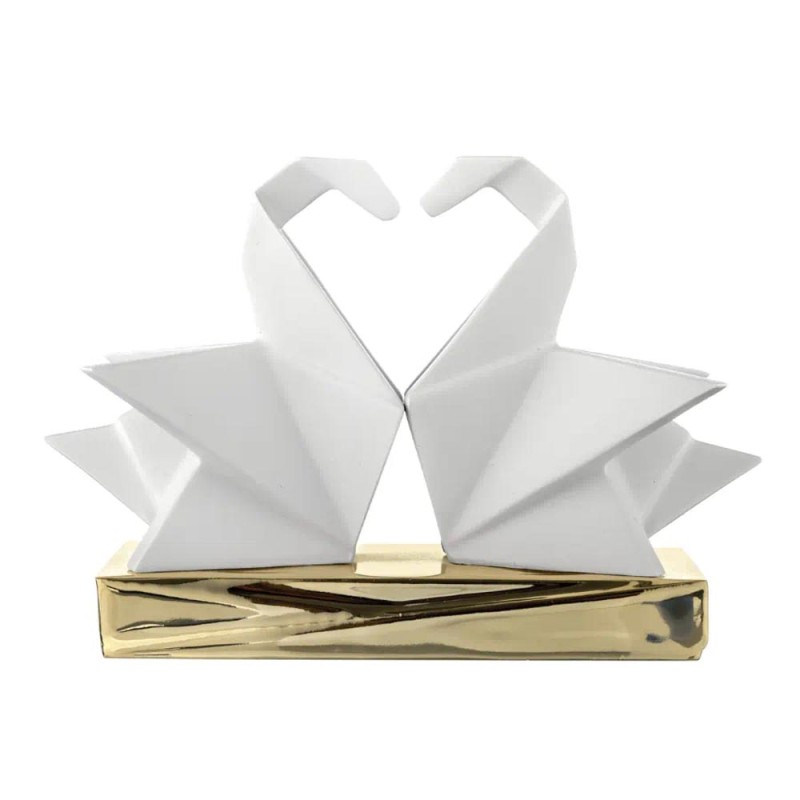 COPPIA CIGNI ORIGAMI 12X17 BIANCO