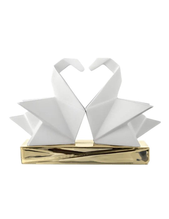 COPPIA CIGNI ORIGAMI 12X17 BIANCO