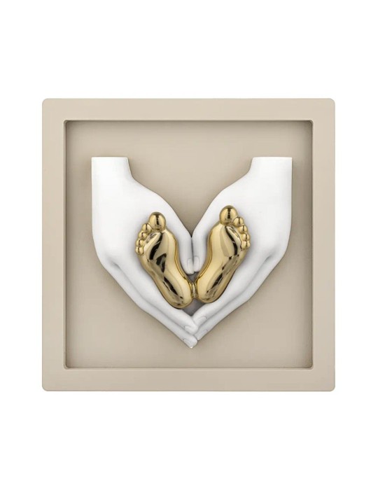 Bongelli Preziosi quadretto Piedini Baby nocciola e oro 16x16cm