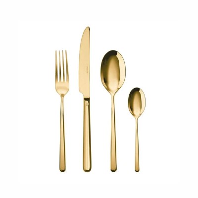 Servizio 24 Pezzi Monoblocco Linear PVD Gold