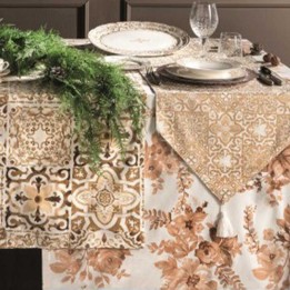 Brandani Tovaglia Rose Retrò beige 160 × 300 cm