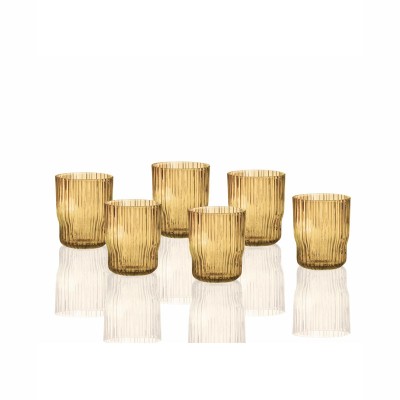 BICCHIERE PLISSE AMBRA SET 6 PZ VETRO